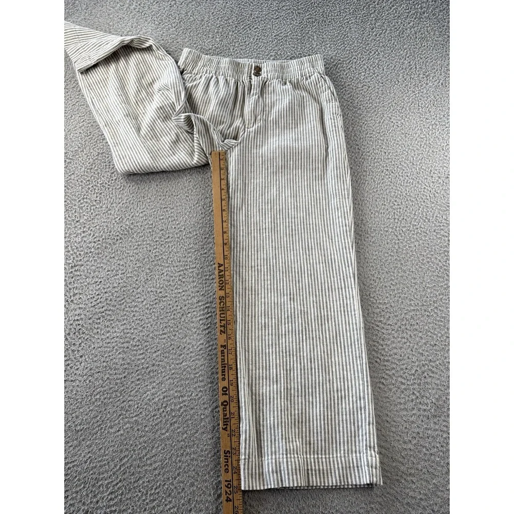 Marine Layer Allison Pants Womens XS Gray Striped Pull On Crop Tencel Casual - Picture 2 of 10